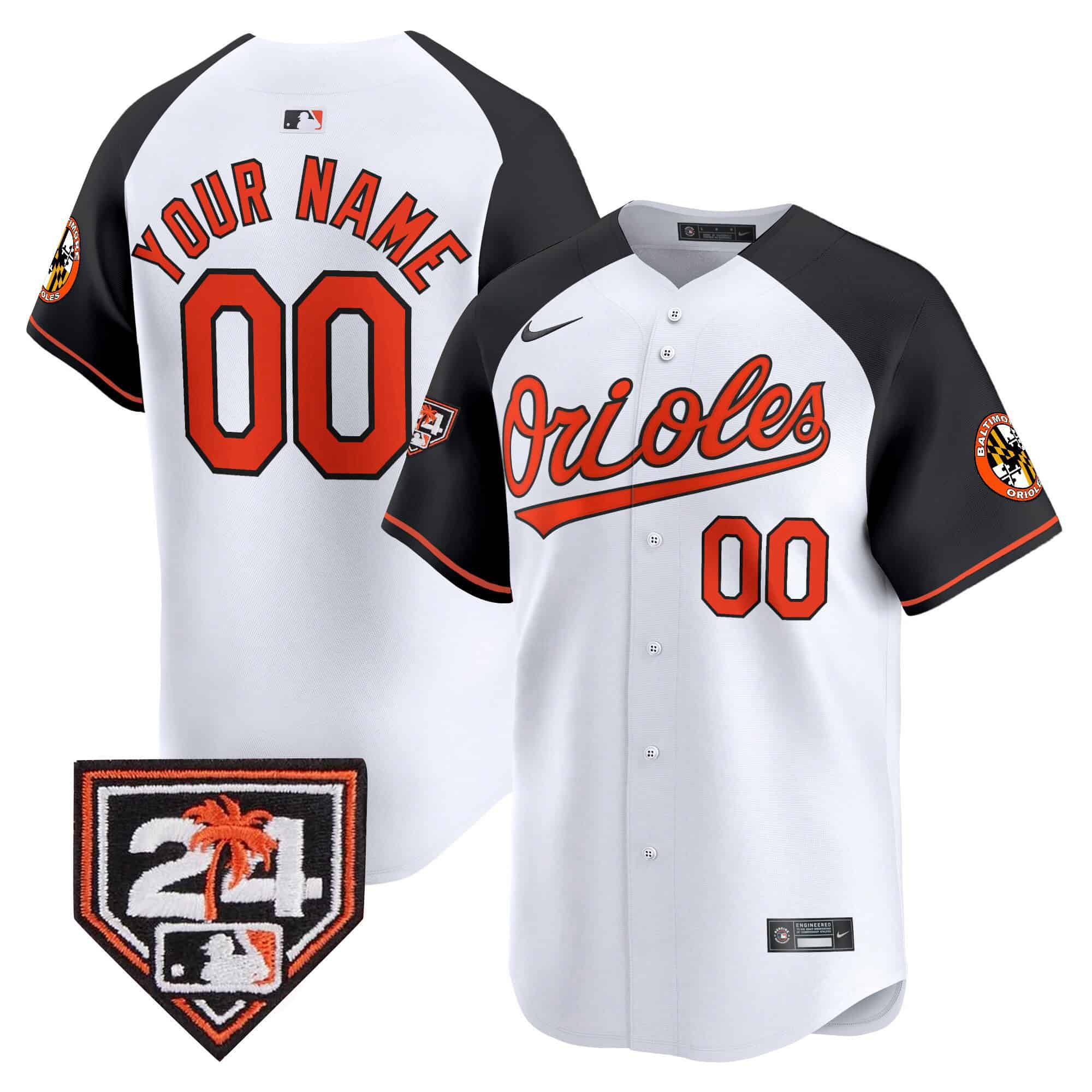 Men Baltimore Orioles White Nike 2024 Spring Training Patch Vapor Premier Limited Custom MLB Jersey style 2->->